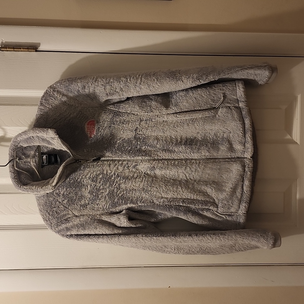 Northface gray full zip jacket women's XS w Breast cancer pink ribbon